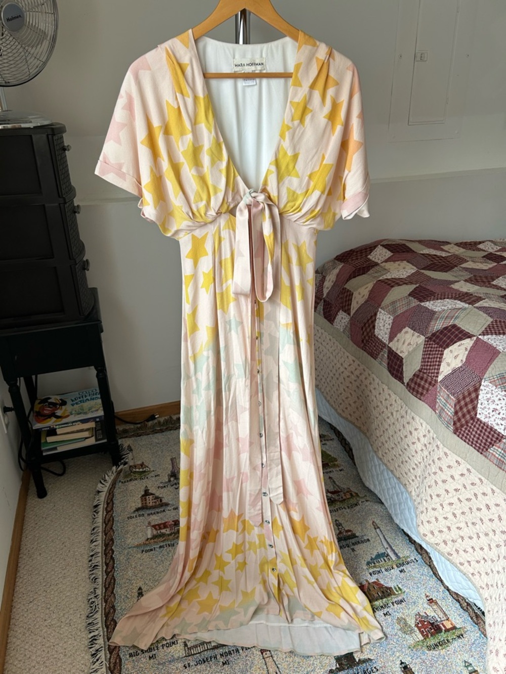 Mara Hoffman Star Blast Tie Front Maxi Dress 4 - Picture 2 of 11
